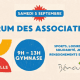 Affiche colorée annonçant le forum des associations à Bénouville, le 5 septembre, de 9h à 13h, au gymnase, avec diverses activités
